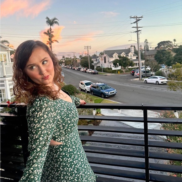 Reformation Elenor Open Back Green Mini Dress - Picture 14 of 14